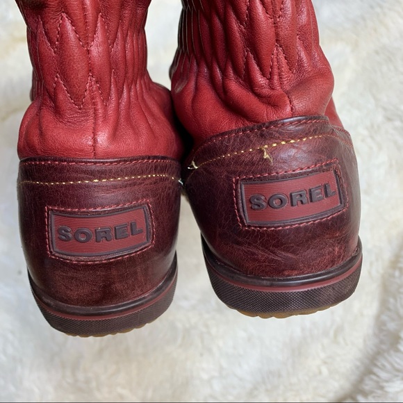 Sorel Red Leather Boots women’s size 7 - Picture 5 of 11
